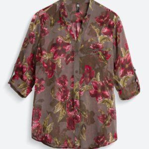 KUT FROM THE KLOTH Sinclaire Button Down Blouse  XL | Dark Grey